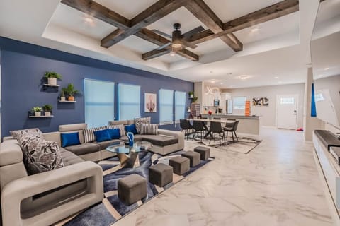 Living Room with 85" Samsung TV in 4K, Modular Couch that can be Converted to Queen Bed