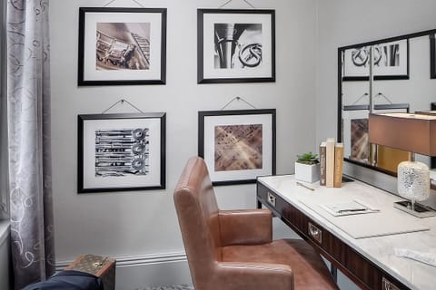Settle in and focus at a quiet, design-forward workspace.