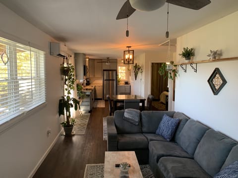 View from TV in to kitchen