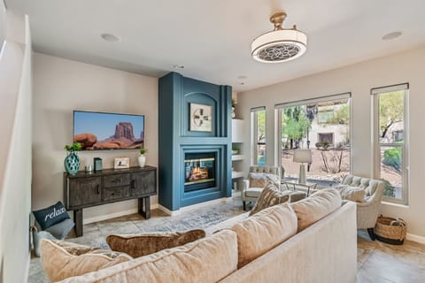 Living area with gas fireplace