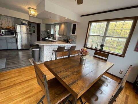 Rustic modern dining area and breakfast bar