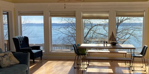 View during winter, full wall of windows (before floors were redone with LVP)