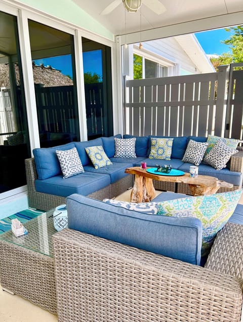 Screened in backyard