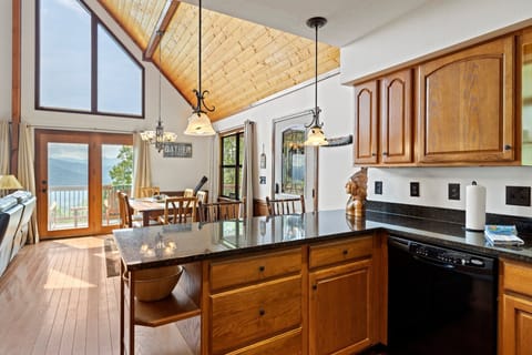 Look out at the mountains while cooking