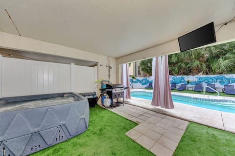 A private cabana has all the amenities needed for outdoor fun.