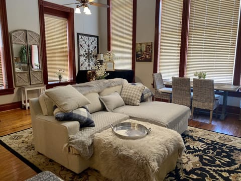 Spacious living area for lounging and dining.