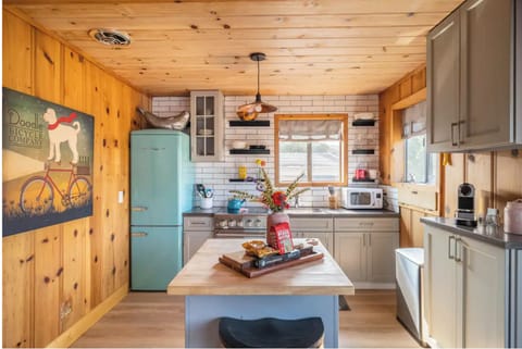 Spruced up beachy fun blended with the original Dillon Beach Cottage knotty pine