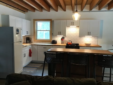 Peaceful and calm lighting in the new kitchen.