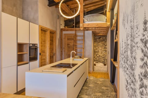 Long and open kitchen