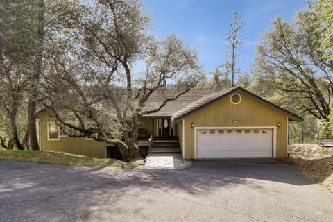 Home exterior - house recently repainted a dark blue