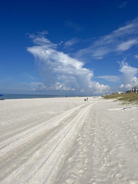 Beautiful white sand beach .3 mile walk