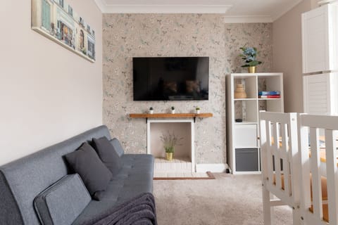 Front room with TV and sofa bed view