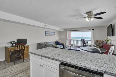 Open floor plan with living room and kitchen