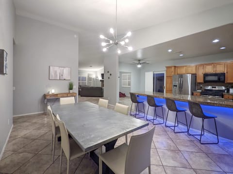 Open concept dining room, kitchen and bar