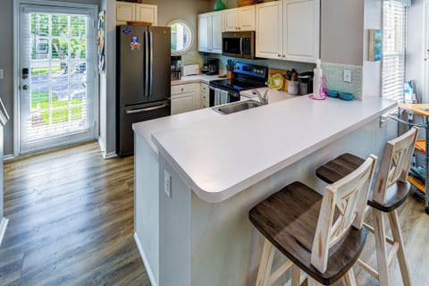 Two bar seats offer additional indoor seating 