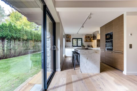 Large glass sliding doors to garden  