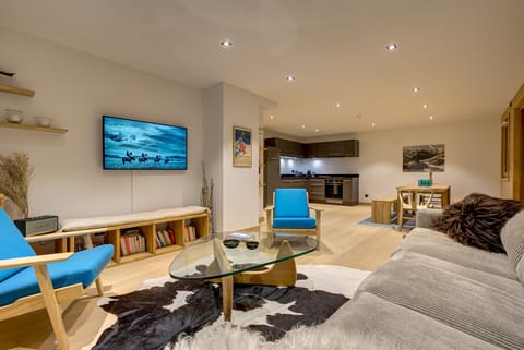 Comfortable lounge area with TV