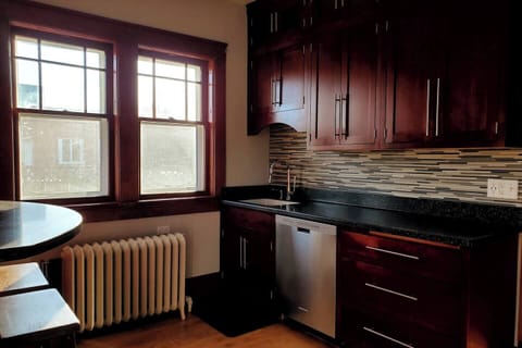 Enjoy the modern kitchen fully stocked with All-Clad cookware, Cuisinart knives, Williams-Sonoma kitchen gadgets, and small appliances (waffle maker, blender, mixer, mini food chopper, toaster, crock pots, etc.).