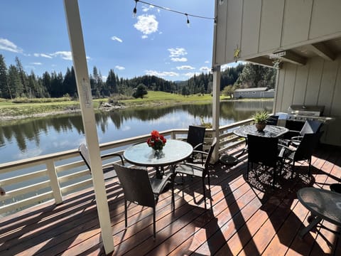Deck overlooking pond on main floor