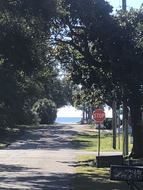View from driveway, short walk to beach