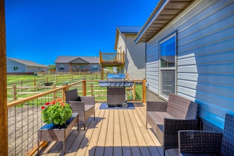 Outdoor seats and grill