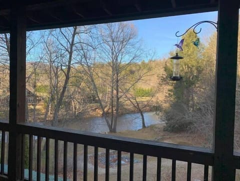 The view of the Toccoa River is right off the back porch