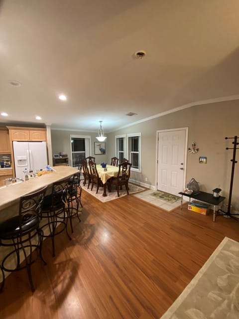 Dining area, kitchen breakfast bar. 