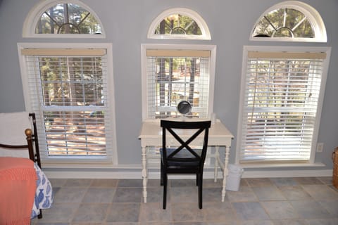 Powder desk looking out on the lake.