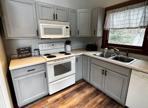 Enjoy cooking a meal in the kitchen and let the dishwasher clean up the dishes.