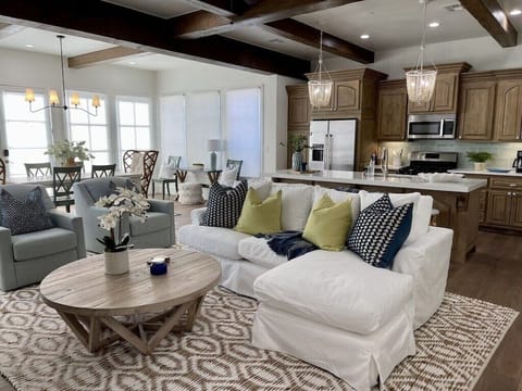 Living, kitchen, dining