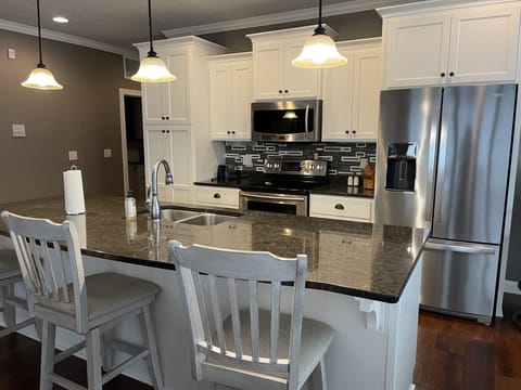 Kitchen with stainless steel appliances