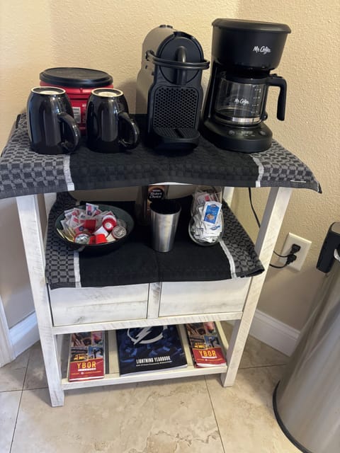 Gourmet coffee stand with espresso machine.