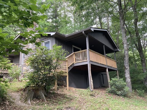 A peaceful setting in the woods means total relaxation.
