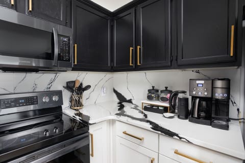 Coffee station in the galley.  Drip coffee. Pods. Even a bean grinder.