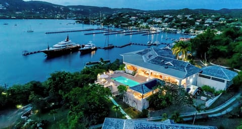 BLUFF HOUSE's magical setting, directly above Falmouth Marina