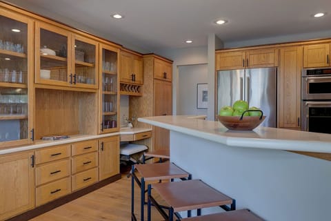 Guests say "Kitchen is clean and stocked with more gadgets than at home."