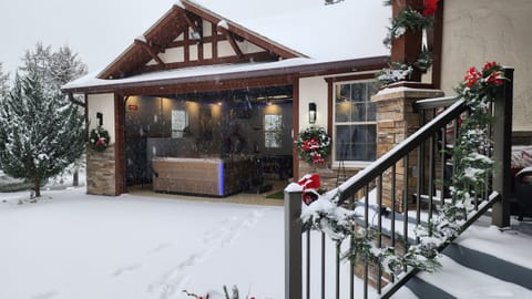 This could possibly be the best outdoor jacuzzi experience kept indoors for year round enjoyment!