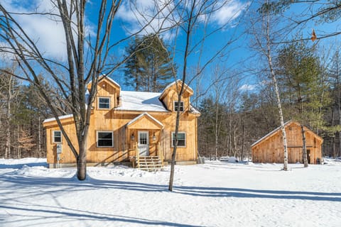 Front of cabin in winter