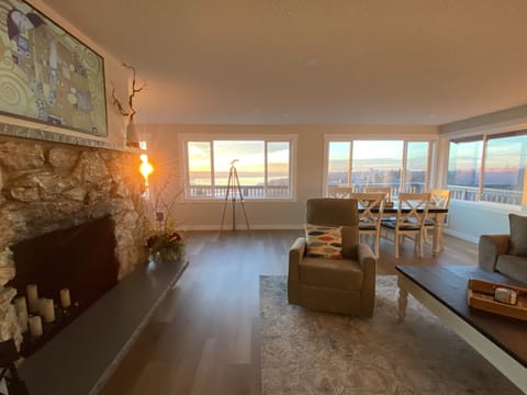 Warm natural light in the living area at the Captain's Quarters