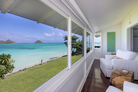 View from the indoor sitting area in the primary bedroom.