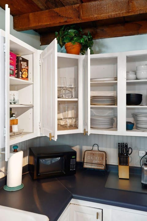 Fully stocked and equipped kitchen.