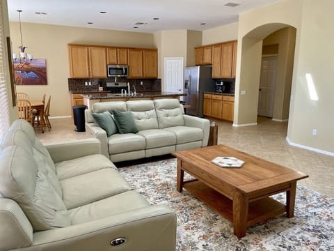 Bright, open concept living/dining/kitchen area.