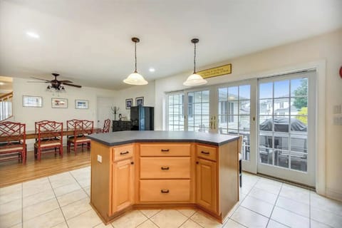 View from kitchen looking towards dining area