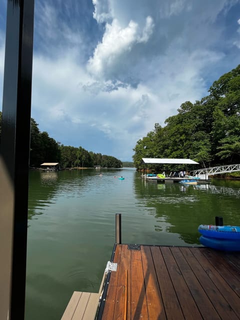 There is 12’ of water at our dock and is perfect for canon ball jumps! 