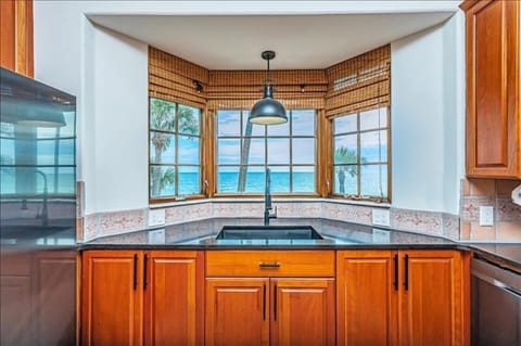 Natural lighting through kitchen bay windows