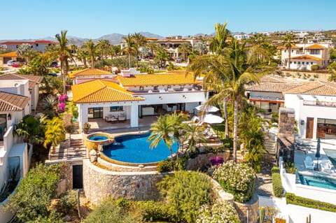 Aerial view of the back of the home