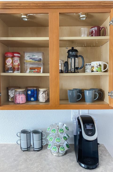 Fully stocked coffee bar