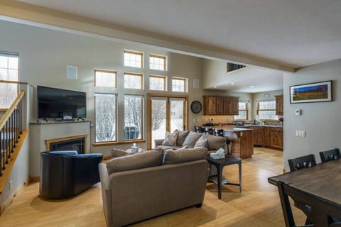 Cozy up to the propane fireplace