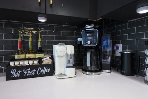 Fully stocked coffee bar