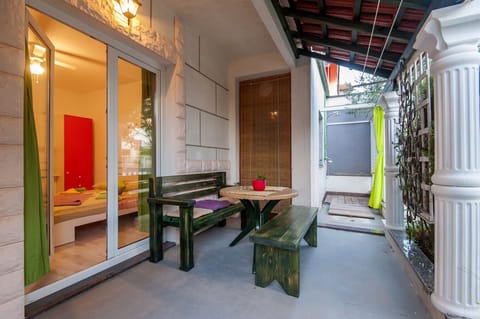 Balcony with outdoor shower